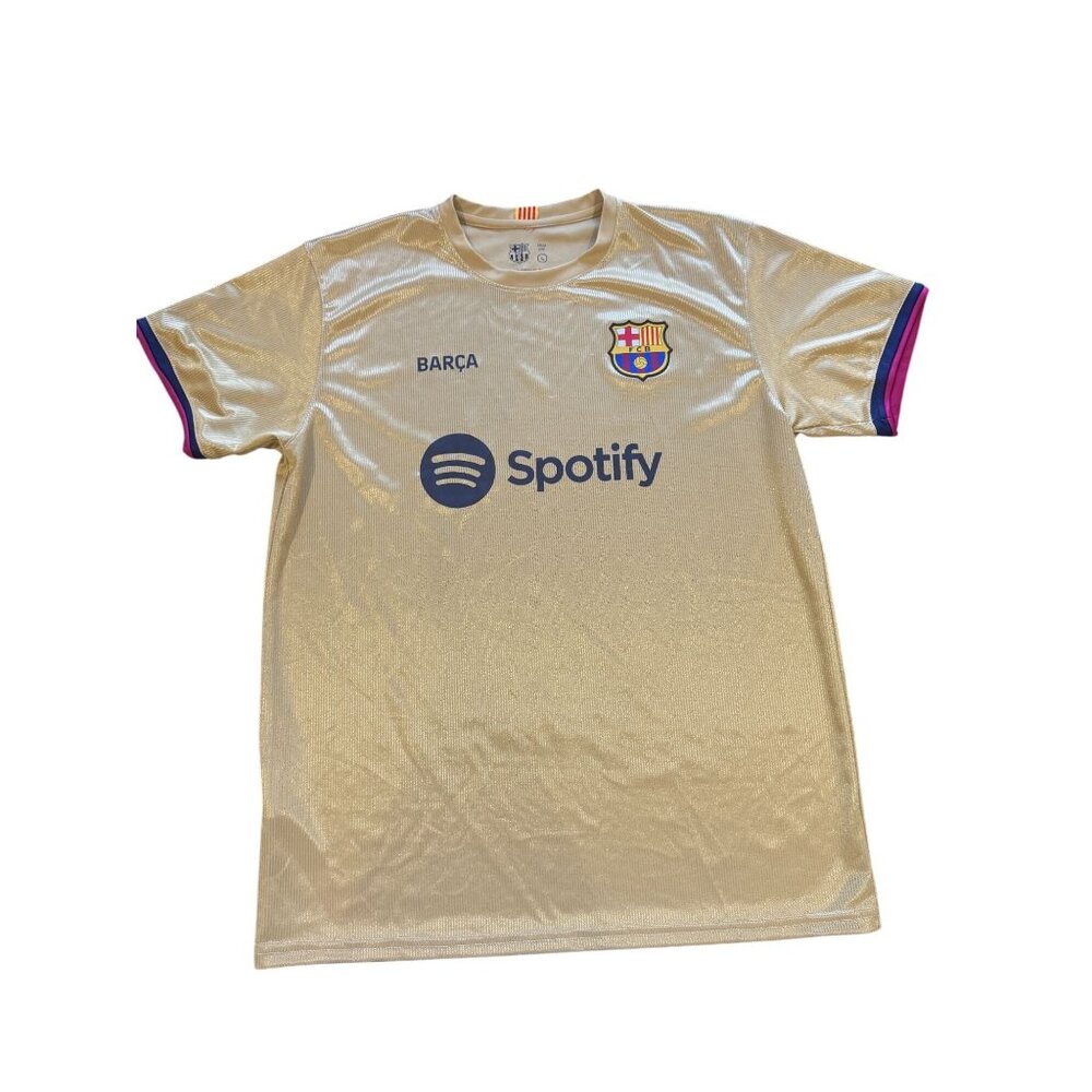 FC Barcelona Barca Spotify‎ Gold Soccer Jersey Shirt Mens Large Metallic |Q1